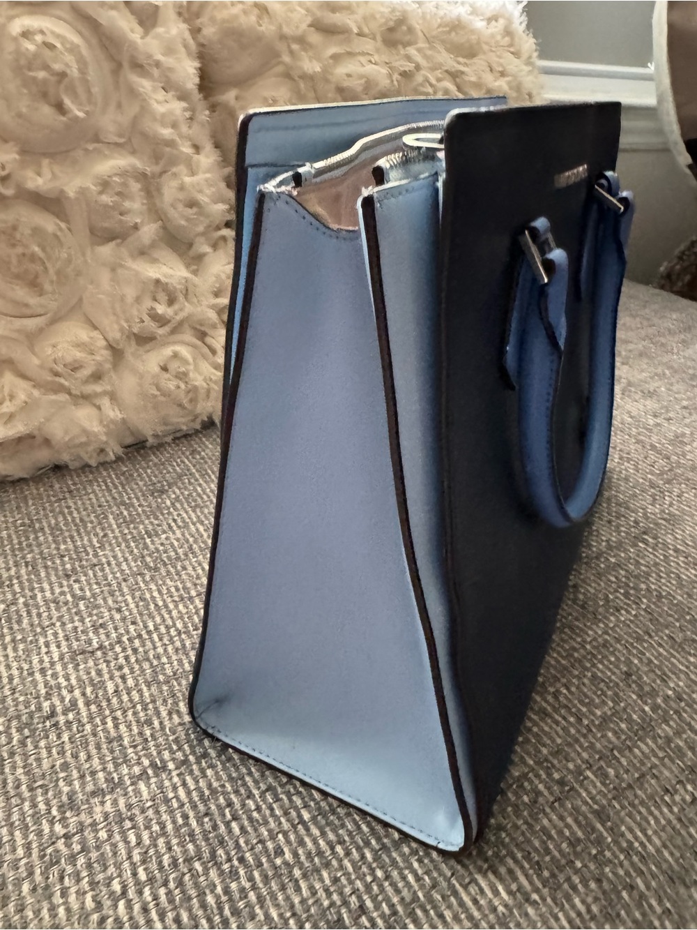 Michael Kors Saffiano Navy, Periwinkle, Light Blue Color block Satchel & wallet - Picture 3 of 14